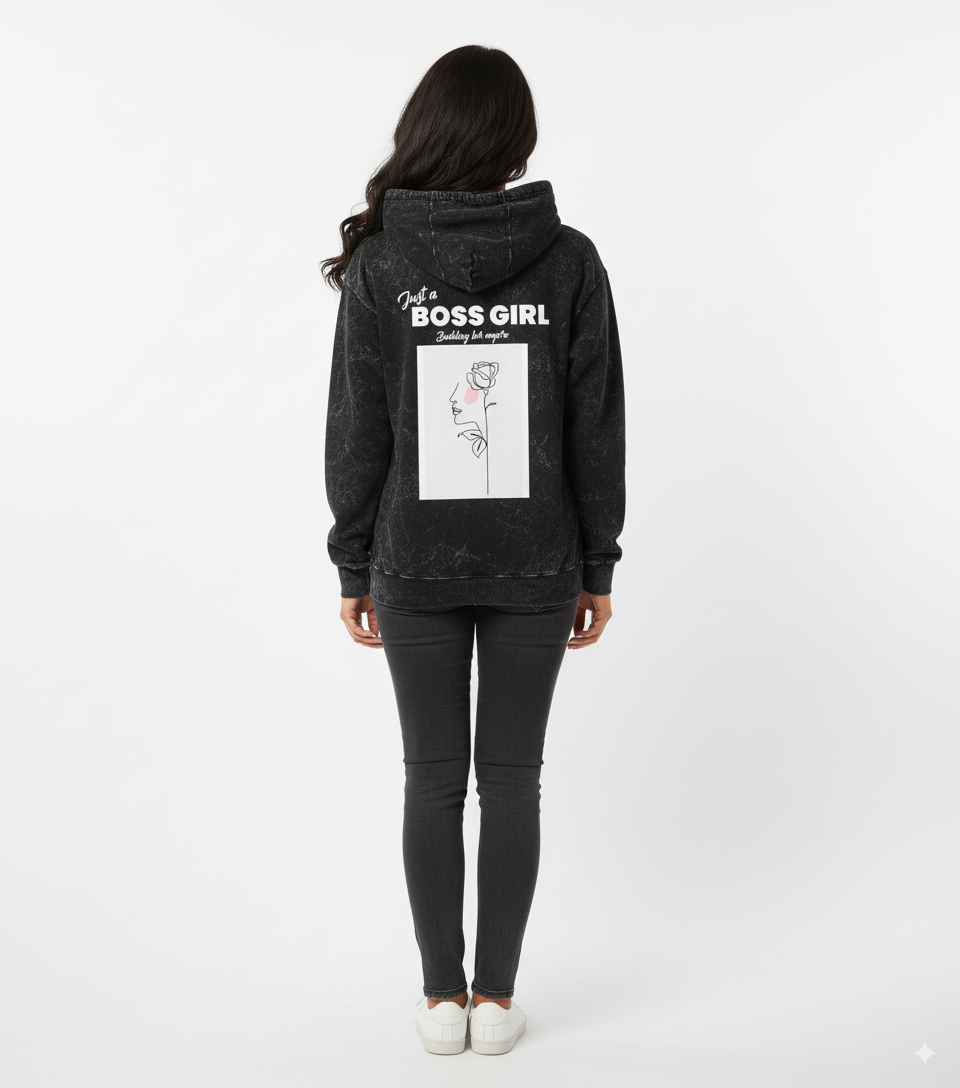Women’s Acid Wash Back Print Hoodie