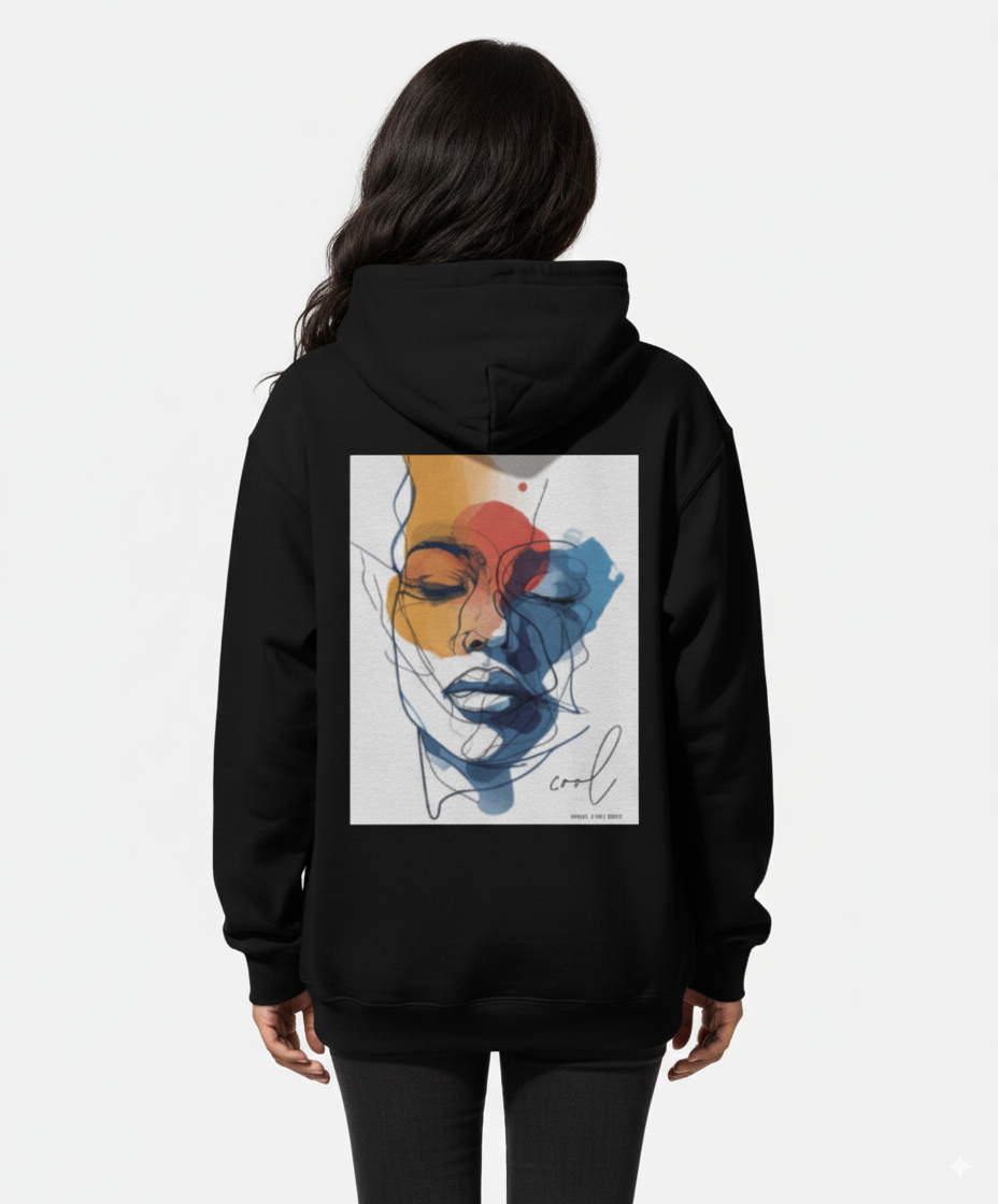 Premium Women’s Abstract Back Print Hoodie